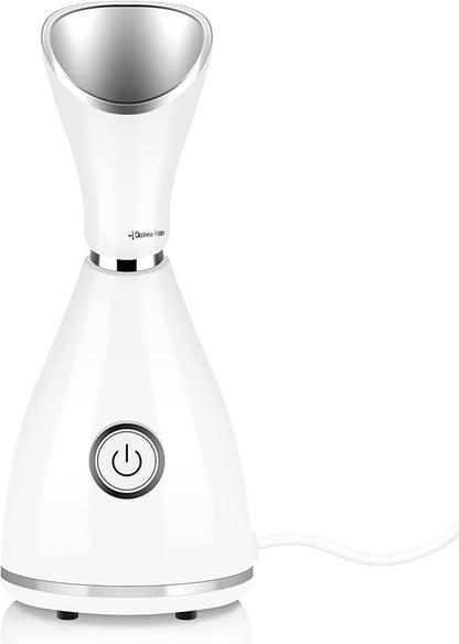 Facial Steamer for Face - Nano Ionic Face Steamer for Facial Deep Cleaning - Warm Mist Home SPA Portable Humidifier - Moisturizing, Unclogs Pores and Sinus, White