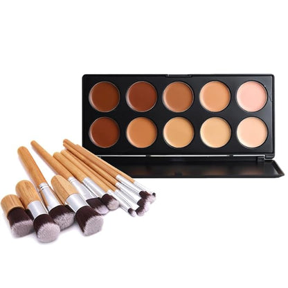 10 Shade Creamy Concealer Kit with Makeup Brush