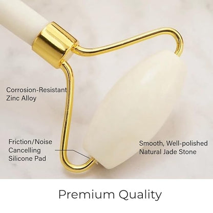 Face Roller Jade Roller for Face, Eye & Neck Skin Care, 100% Genuine Jade Stone Facial Roller Massager, Eye Roller for Puffy Eyes, Facial Rollers for Aging Skin, Facial Self Care for Women(White)