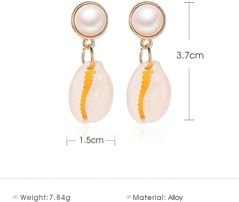 Vintage Pearl Shell Drop Earrings Gold