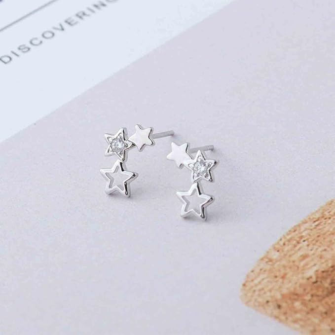 Boho Rhinestone Star Ear Climber Earrings