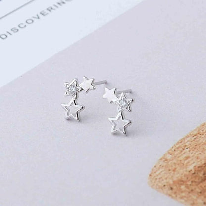 Boho Rhinestone Star Ear Climber Earrings
