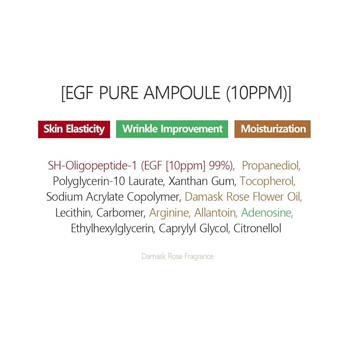 Pregnancy Safe EGF Pure 10 PPM Ampoule, Improve Skin Elasticity, Strengthen Skin Barrier, Lightweight Anti Aging Firming Wrinkle Serum Korean Skincare Postpartum Care 30ml 1 Fl Oz