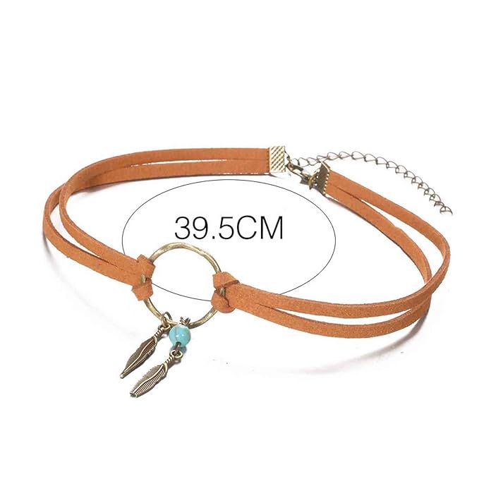 Boho Layered Suede Choker Necklace Tiny