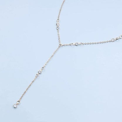 Boho Crystal Y Necklace Gold Moonstone