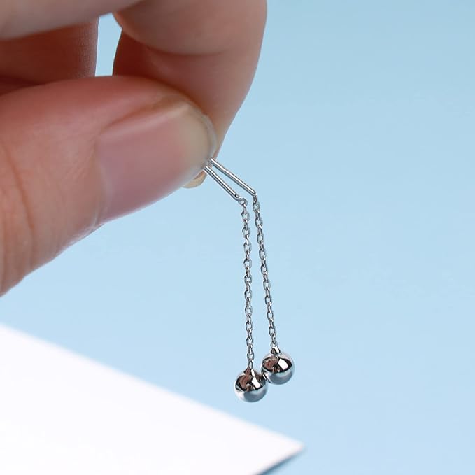 Boho Bar Threader Earrings Silver Line