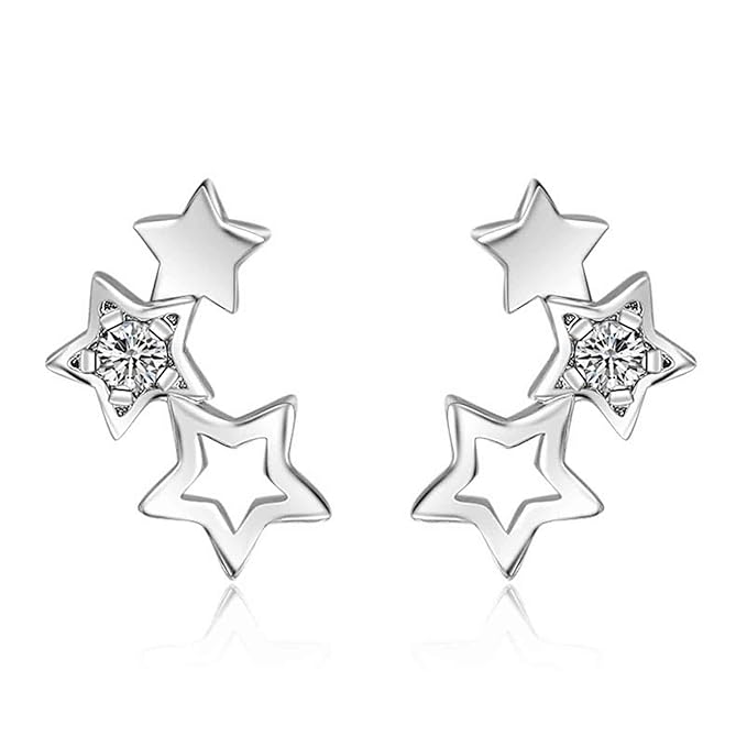 Boho Rhinestone Star Ear Climber Earrings