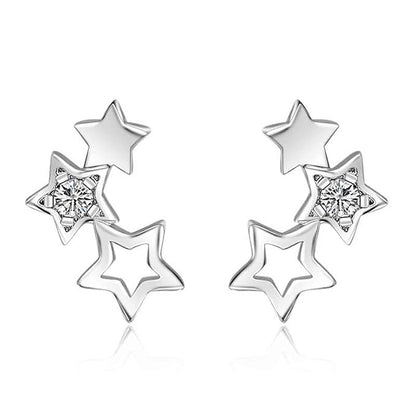 Boho Rhinestone Star Ear Climber Earrings