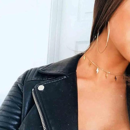 Boho Lighting Bolt Choker Necklace Gold