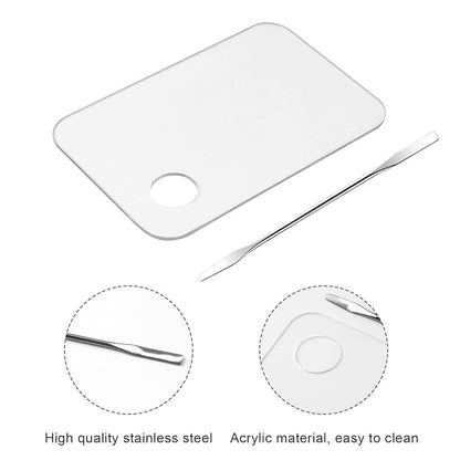 2PCS Acrylic Cosmetic Palette with 2PCS Spatula Tool,Makeup