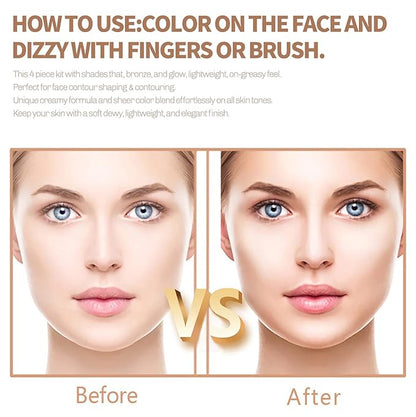 4 Pcs Cream Contour Foundation Stick, Highlighter & Stick,