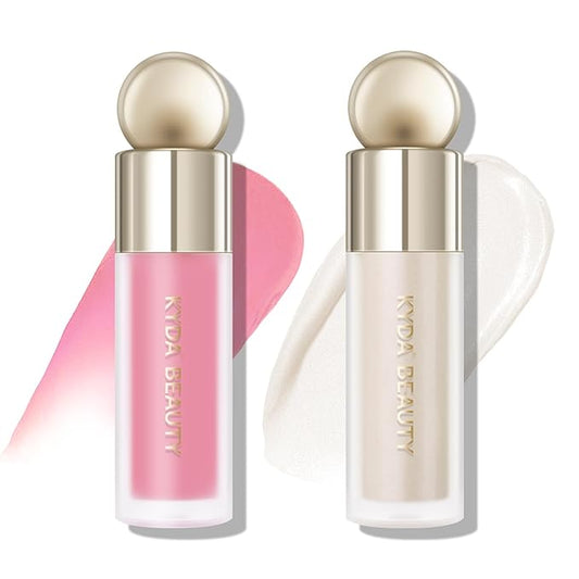 KYDA 2 Colors Liquid Blush and Highlighter, Natural & Champagne