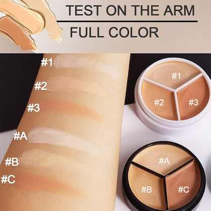 2pcs Tri-color Face Concealer Contour Palette With Brush Light