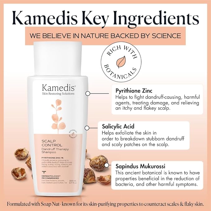 KAMEDIS Anti-Dandruff Therapy Shampoo & Botanical Moisturizer Over-Night Scalp Lotion - Medicated Head Treatment For Dry, Itchy, Flaky, Seborrheic Dermatitis and Sensitive Scalp. Parabens Free. (2pk)