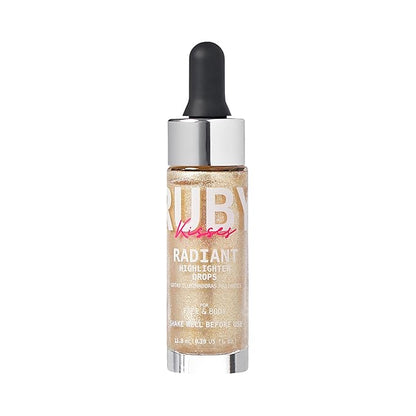 Ruby Kisses Radiant Drops, Shimmer Liquid Highlighter Makeup, Skin (CHAMPANGE)