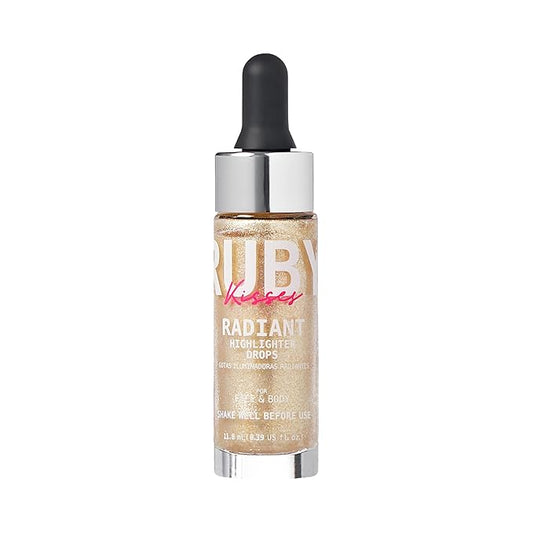 Ruby Kisses Radiant Drops, Shimmer Liquid Highlighter Makeup, Skin (CHAMPANGE)