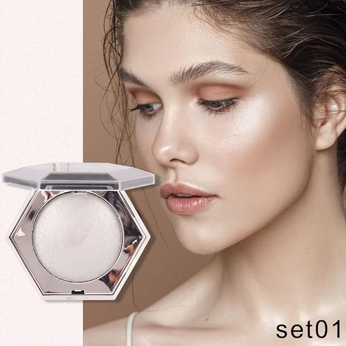 evpct Pearl White Silver Face Highlighter Makeup Shimmer
