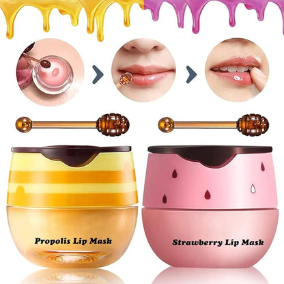 3Pcs Honey Lip Balm Honey Pot, Exfoliator,