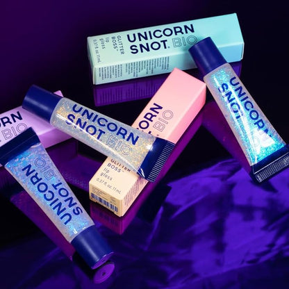 UNICORN SNOT Glitter Lip Gloss - Long-Lasting Sparkly BIO Lip Shine - Vegan & Cruelty Free Non-Sticky Formula - Lip Gloss for Festivals and Rave Makeup - High-Shine Glitter Lip Gloss, Silver (Cosmos)