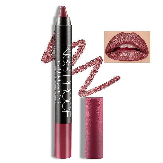 Boobeen Matte Lipstick Pencil Lip Crayon Stick Matte Velvet Lipgloss Creamy Lip Liner Full Coverage High Pigment Waterproof Non-Fade Lipstick for Women, Matte Lip Stain with Smooth Makeup