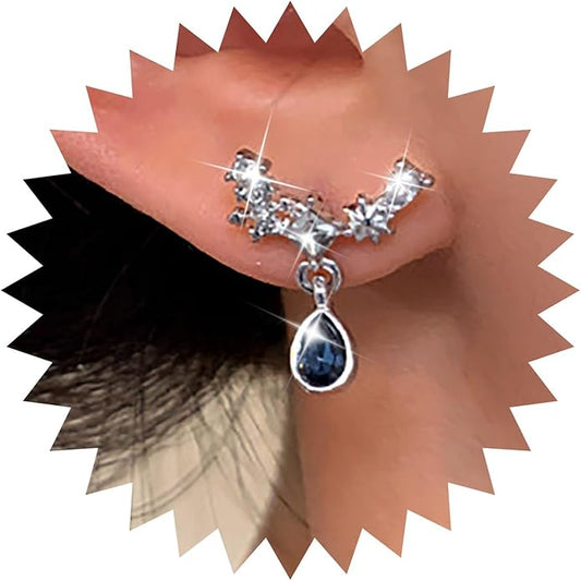Vintage Teardrop Sapphire Earrings Crystal Climber