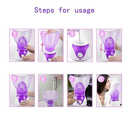 Facial Steamer Professional Steam Inhaler Facial Sauna Spa for Face Mask Moisturizer - Sinus with Aromatherapy; Pores with Timer and Extract Blackheads, Diffuser Skin Care(Purple)