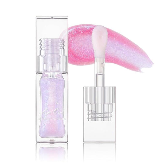 MAEPEOR Changing Lip Gloss 7 Colors Moisturizing Non-sticky Lip Oil Gloss Nourishing Shiny Glossy Lipgloss for Lip Care and Dry Lip (Color 03)