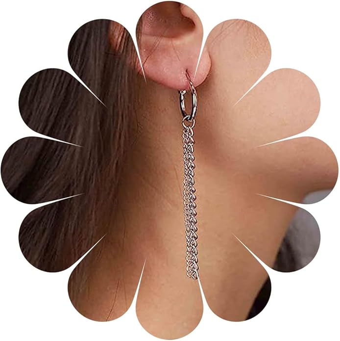 Vintage Layered Chain Dangle Earrings Long