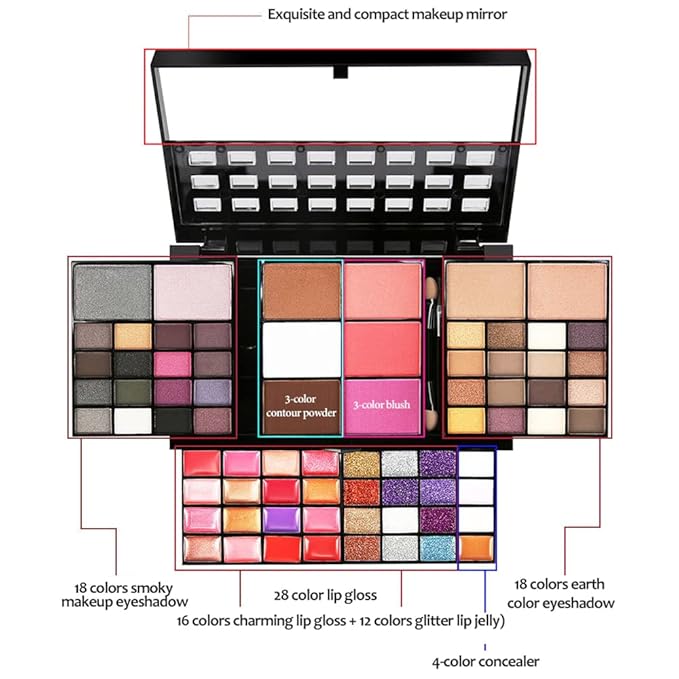 74 Colors Cosmetic Makeup Palette Set Kit Combination