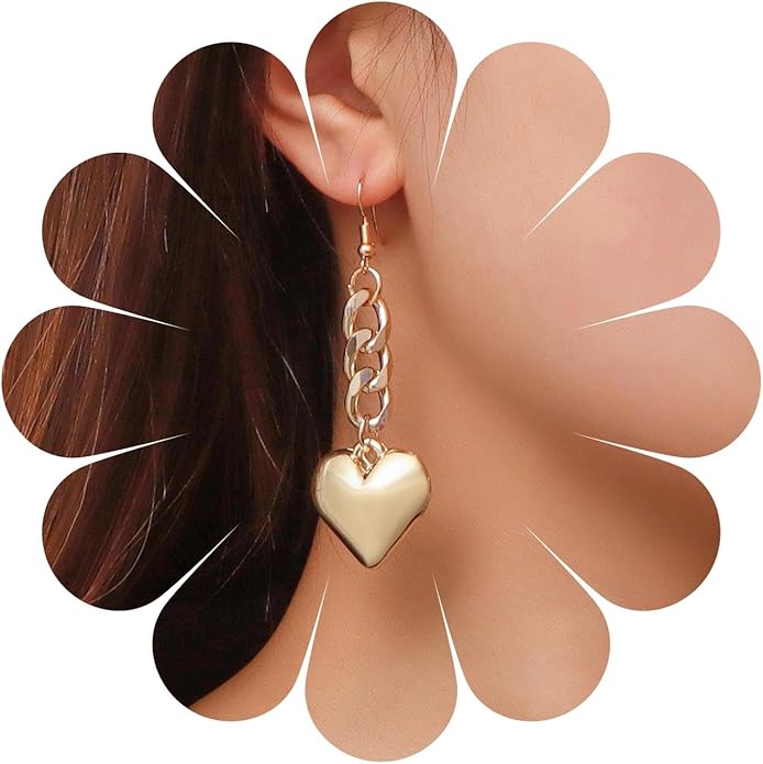 Boho Large Heart Drop Earrings Vintage