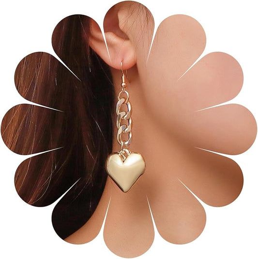 Boho Large Heart Drop Earrings Vintage