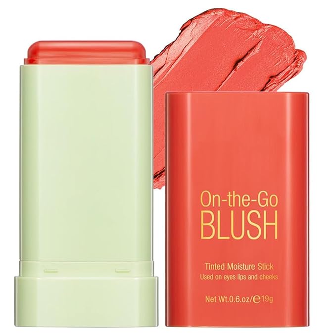 Multi-Use Makeup Blush Stick, Cream Face Blush Makeup Coral Orange)