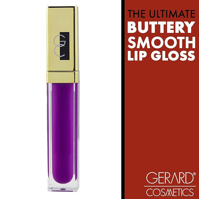Gerard Cosmetics Color Your Smile Lip Gloss Wild Orchid | Super Pigmented Purple Lip Gloss with LED Light and Mirror | Shiny Finish | Hydrating Liquid Lip Color | Cruelty Free and Made in USA