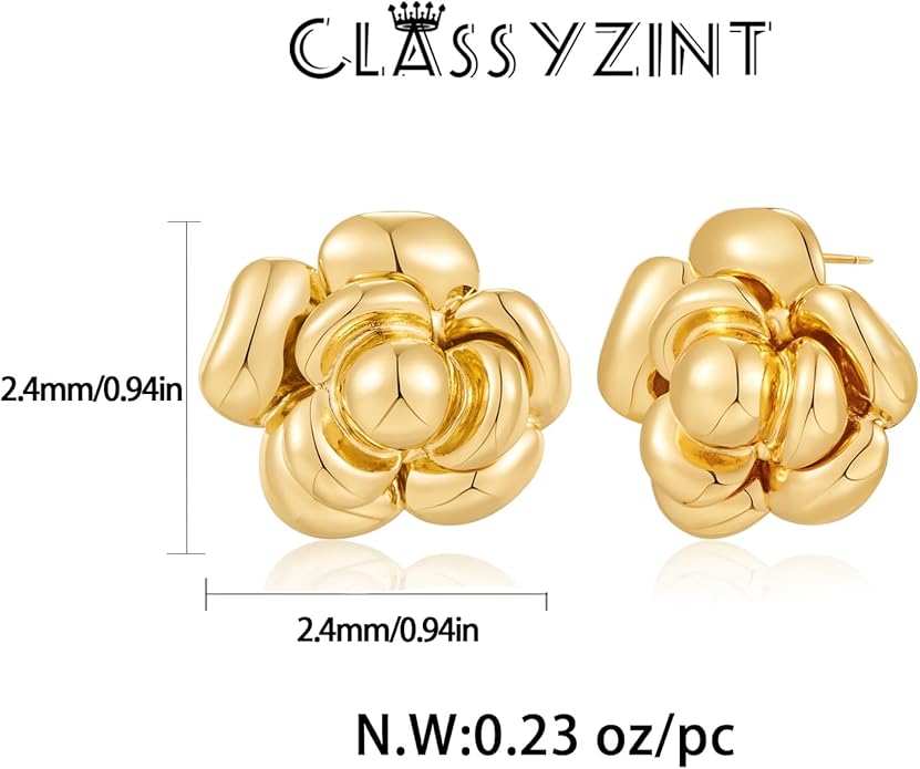 CLASSYZINT Gold/White/Red/Black Flower Stud Earrings