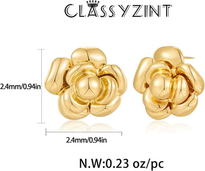 CLASSYZINT Gold/White/Red/Black Flower Stud Earrings