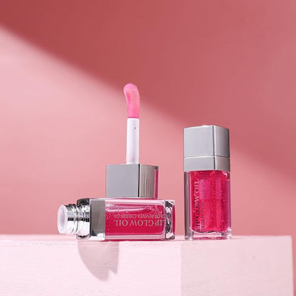2 PCS Plumping Lip Glow Oil(CHERRY), Clear Tinted Lip Gloss Set, Moisturize Nourish and Enhance Your Lips with a Natural Long-Lasting Shine - Perfect for Any Occasion