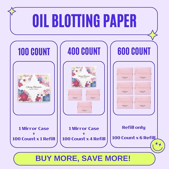 [400 Counts + Mirror Case] Cherry Blossom Natural
