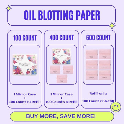 [400 Counts + Mirror Case] Cherry Blossom Natural