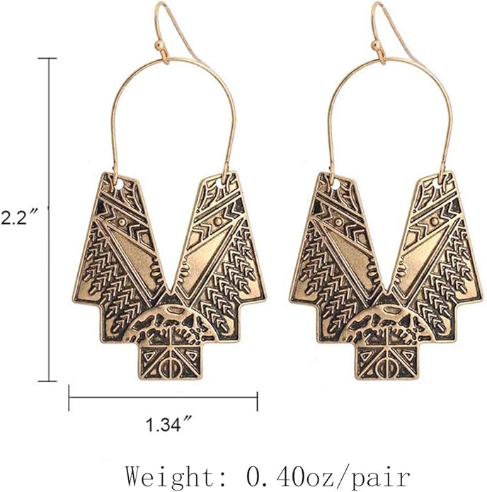 Zealmer Gold Geometric Earrings Statement Vintage