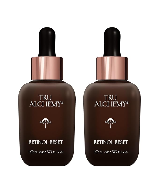 Tru Alchemy Retinol Reset Revitalizing Retinol Serum for face - Wrinkle Appearance Serum & Retinol Cream for Face w/Bakuchiol, Niacinamide for Overnight Renewal w/Long-Term Radiance - 1 fl oz (2-Pack)