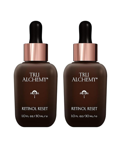 Tru Alchemy Retinol Reset Revitalizing Retinol Serum for face - Wrinkle Appearance Serum & Retinol Cream for Face w/Bakuchiol, Niacinamide for Overnight Renewal w/Long-Term Radiance - 1 fl oz (2-Pack)