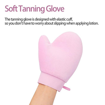 UNIMEIX 4 Pack Self Tanning Mitt Applicator Kit Set Self Tan Back Applicator with Self Tanning Glove for Self Tan Mitt Mini Self Tan Glove and Sunscreen Brush (Pink)