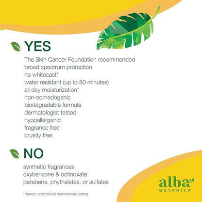 Alba Botanica Sheer Mineral Sunscreen Lotion, Broad Spectrum SPF 50, Fragrance Free, 3 fl oz