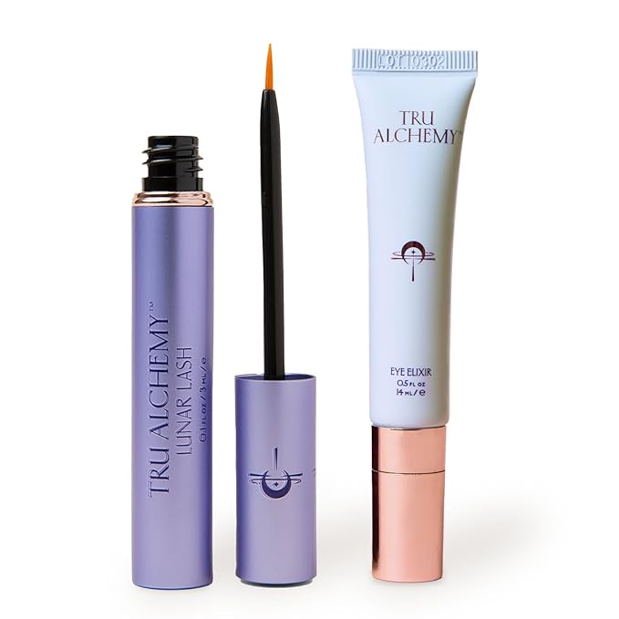 Tru Alchemy Lunar Lash + Eye Elixir | Lash Serum w/Keratin, Collagen, & Hyaluronic Acid + Cooling Dark Circle Treatment with Hyaluronix, Caffeine, & Vitamin C