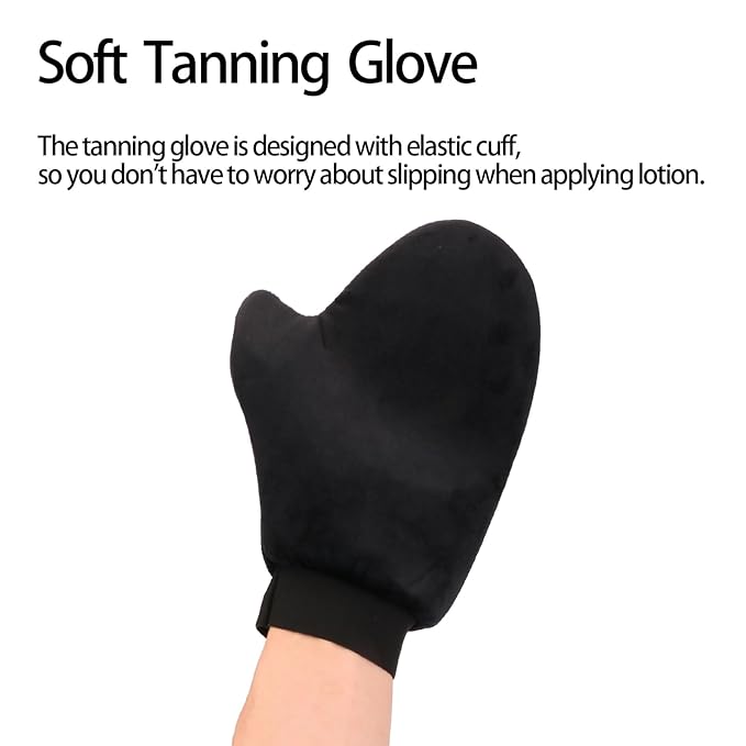 3 Pack Self Tanning Mitt Applicator Kit Set Self Tan Back Applicator with Self Tanning Glove for Self Tan Mitt Mini Self Tan Glove and Sunscreen Brush (Black)