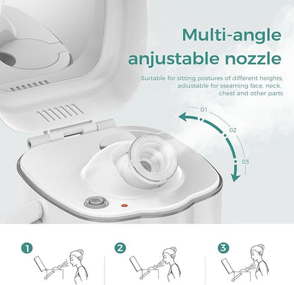 DAROMA Nano Ionic Facial Steamer with Adjustable Nozzle & Mirror - Advanced Home Spa Tool for Deep Cleansing & Hydration Support, Ideal Skincare Gift for Women