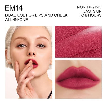 INTO YOU Matte Lipstick for Women, Matte Red Lipstick Long Lasting, Multi-Purpose for Lips and Cheek, Non-Stick Cup Not Fade Lip Stain Makeup Cosmetics Official Directly (EM14)