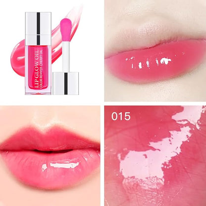 Hydrating Lip Oil for Women, Glossy Lip Color, Transparent Lip Gloss for Nourishing Lip and Make Lip Full, Moisturizing Liquid Tinted Lip Balm for Lip Care, 0.2oz (Cherry Pink#015)