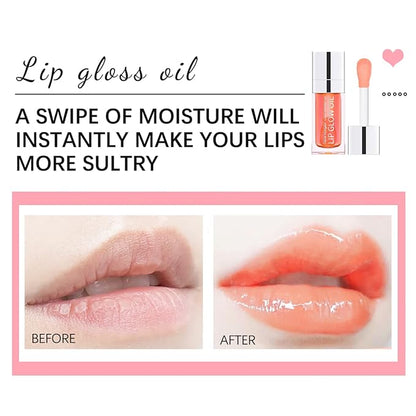 Hydrating Lip Glow Oil Long Lasting Plumping Lip Gloss Clear Lip Gloss Moisturizing Lip Oil Repairing Lip Lines and Prevents Dry Cracked for Lip Care and Dry Lips PINK