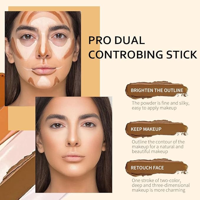 2 Colors Cream Contour Sticks Makeup Kit, Primer